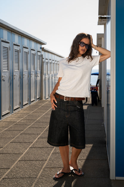 "South" Jorts in denim grezzo