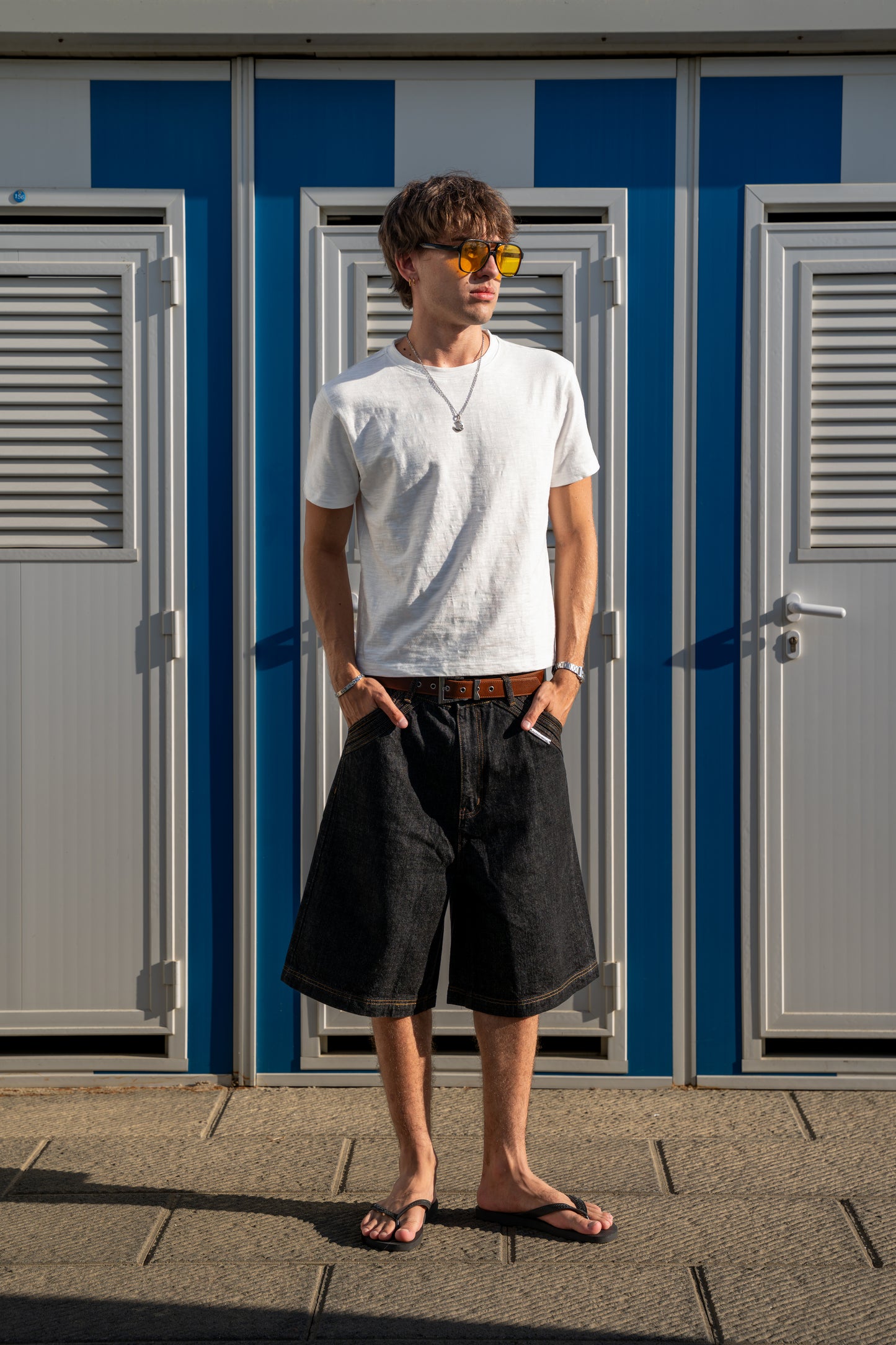 "South" Jorts in denim grezzo