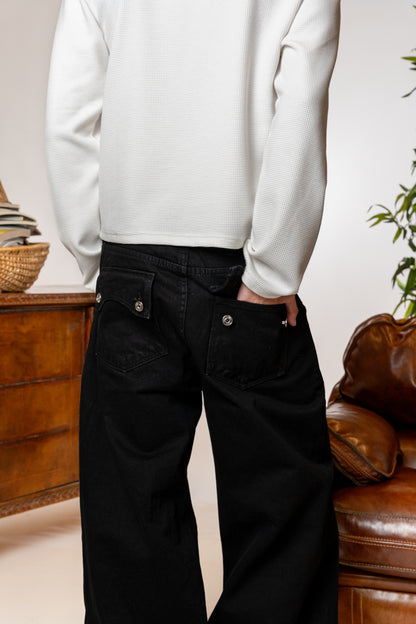 "Unusual" Selvedge Denim Baggy Black